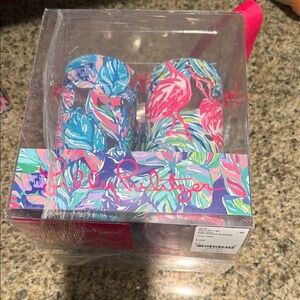 Lilly Pulitzer High Ball 19oz acrylic glasses in print Flamenco Beach RARE NWT